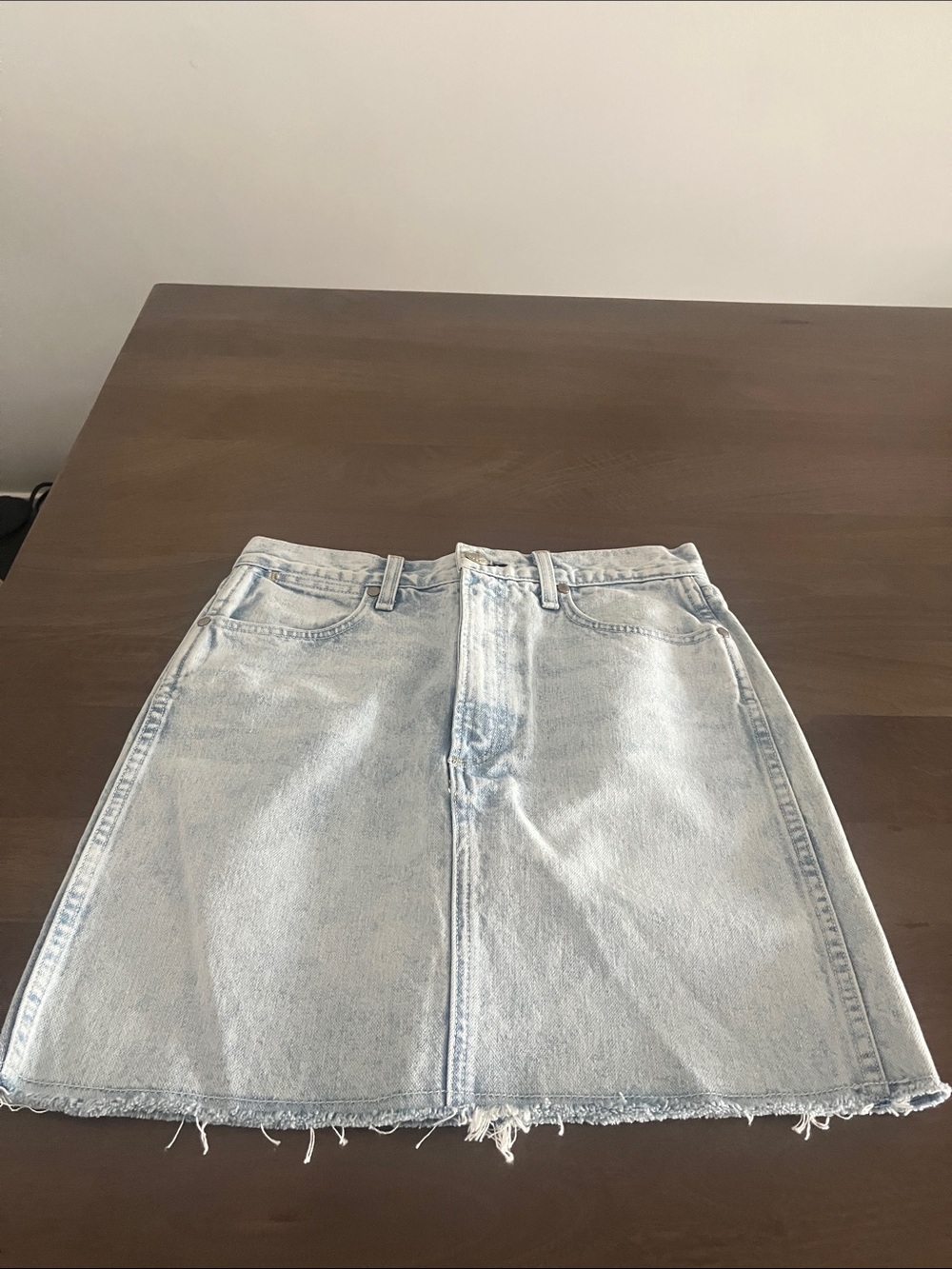 rag & bone Light Blue Denim A-Line Mini Skirt